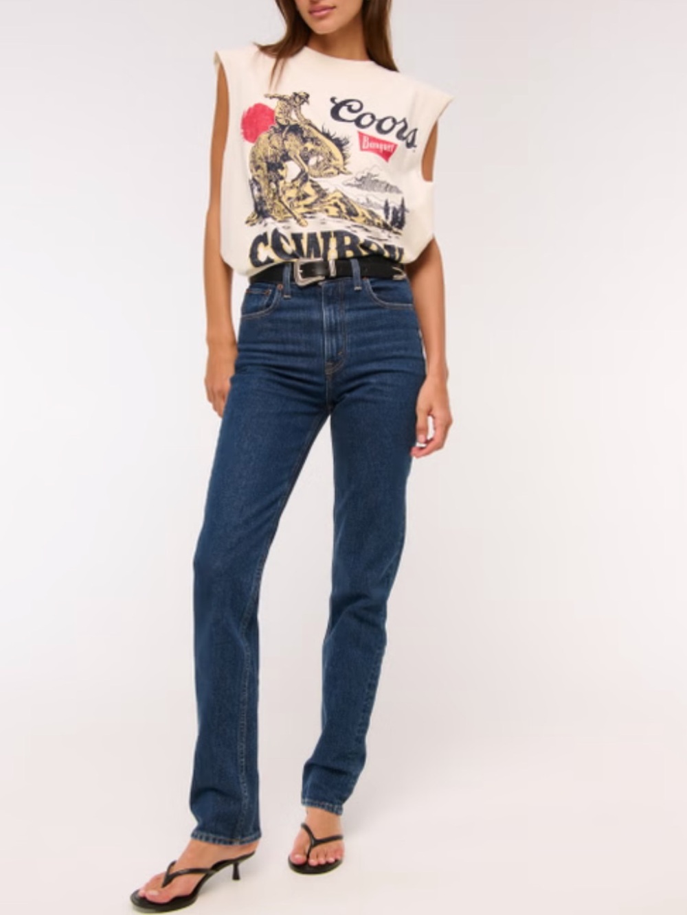 NWT Abercrombie and Fitch 90s Straight Ultra High Rise Jeans Dark Wash Size 30 L
